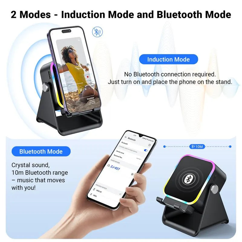 ⏳LAST DAY SALE ONLY ￡13.99!!✨🎅📱 5-in-1 Wireless Speaker Stand – Induction Audio & Phone Holder 🎵💡