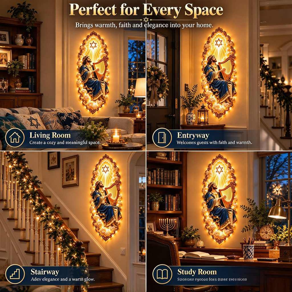 ✡️ Jewish Heritage Illuminated Wall Art – 3 Sacred Designs ✨