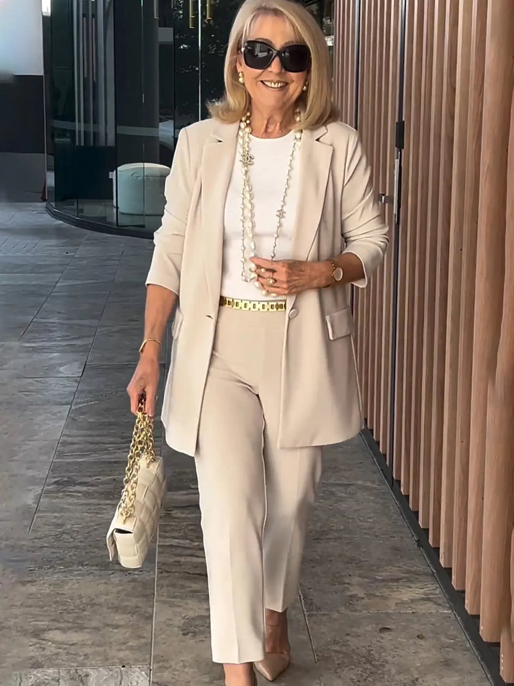 Two-Piece Suit Blazer Coat Pants Gorgeous Neutral Styles Suit