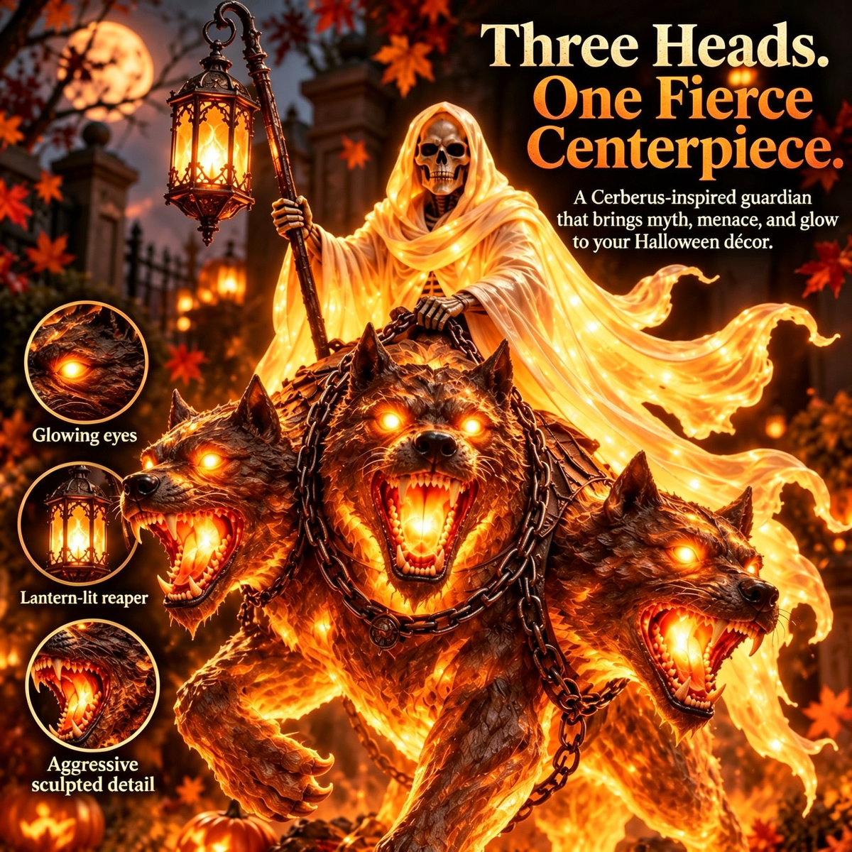 Cerberus Guardian Halloween Statue
