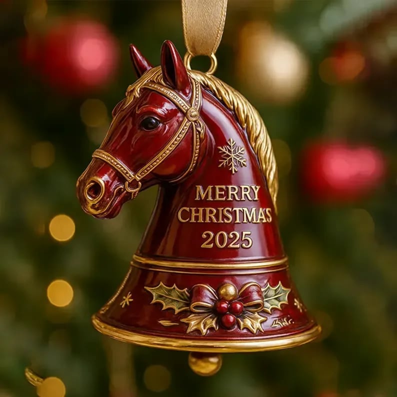 🐎Handmade Horse Bell Ornament – Merry Christmas 2025🎄