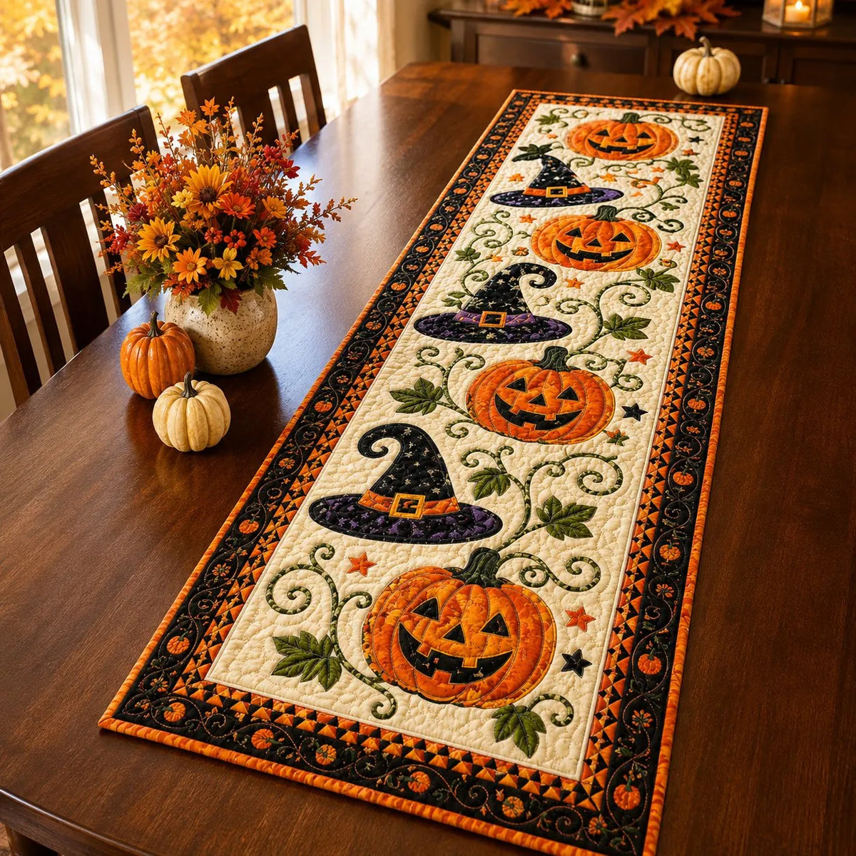 Autumn Spell Quilted Table Runner – Instant Cozy Fall & Halloween Vibe