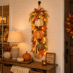 Lighted Harvest Fall Door Decor with Warm LED Lights