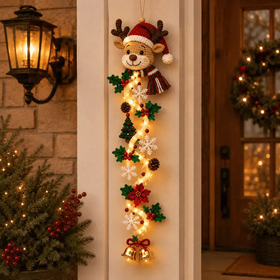 Glowing Christmas Door Hanger | 6 Festive Lighted Designs with Warm Glow, Dimensional Details & Space-Saving Vertical Décor ✨