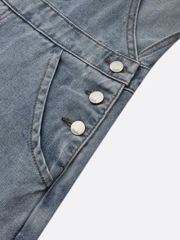 Casual Plain Denim Bib Pants