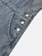Casual Plain Denim Bib Pants