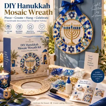 🕎 Beginner-Friendly Hanukkah Mosaic Wreath DIY Kit