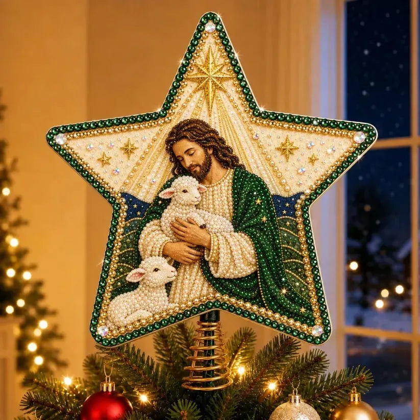 ⭐ Christian Faith Nativity Pearl Diamond Art Tree Topper Kit – Handcrafted Christmas Keepsake & Holiday Decor