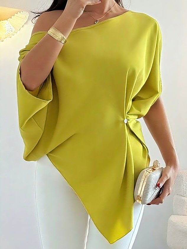 Urban Plain Buttoned Blouse