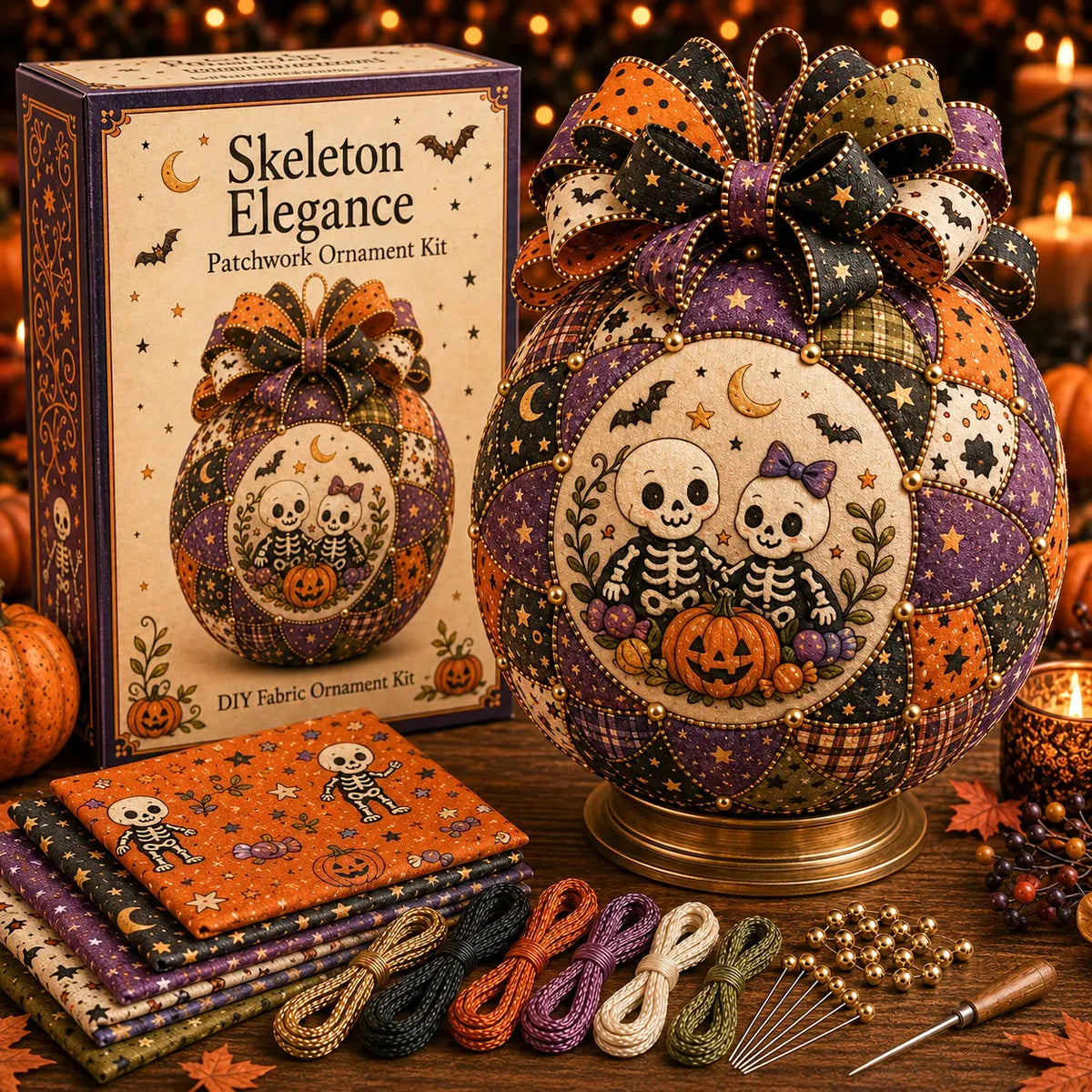 🎃 Beginner-Friendly DIY Halloween Classics Patchwork Ornament Kit Collection