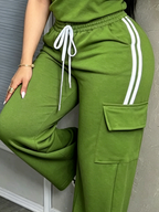 Casual Color Block Straight Pants