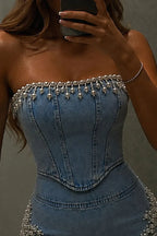 Denim Corset & Mini Skirt Two Piece Set