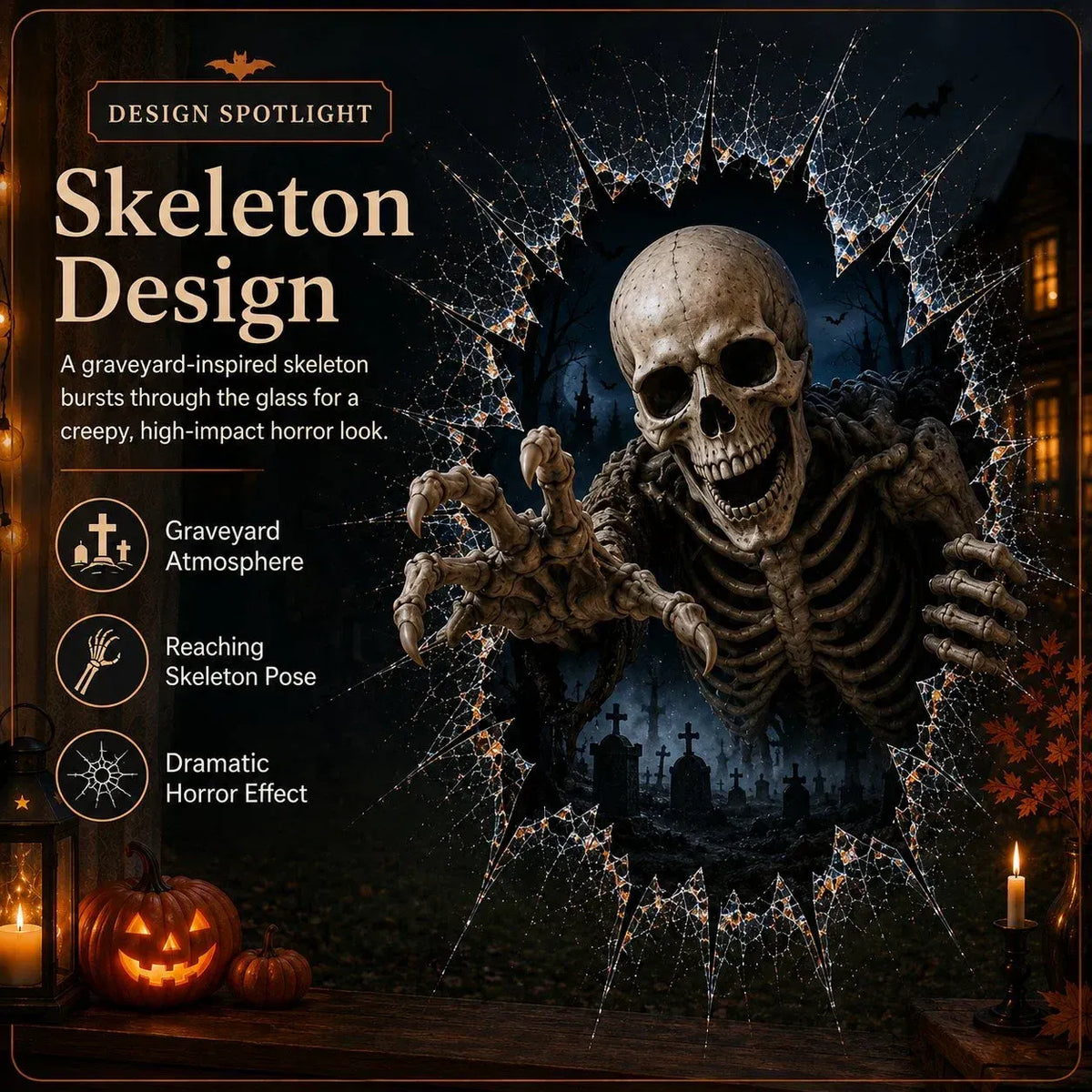 3D Crack Glass Spooky Decorations for a Haunted Halloween Scene