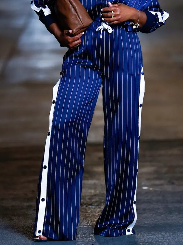 Loose Casual Color Block Straight Pants