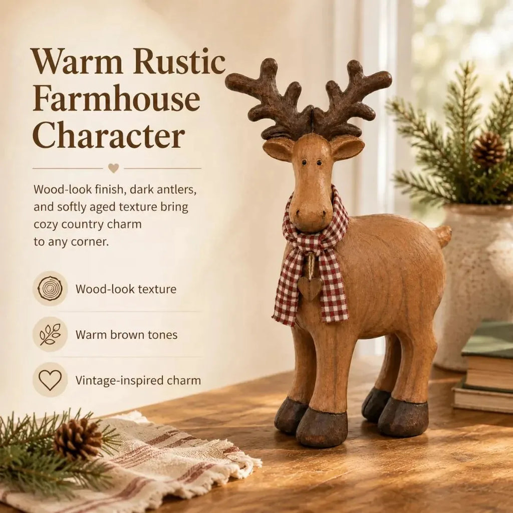 Rustic Farmhouse Reindeer Figurine