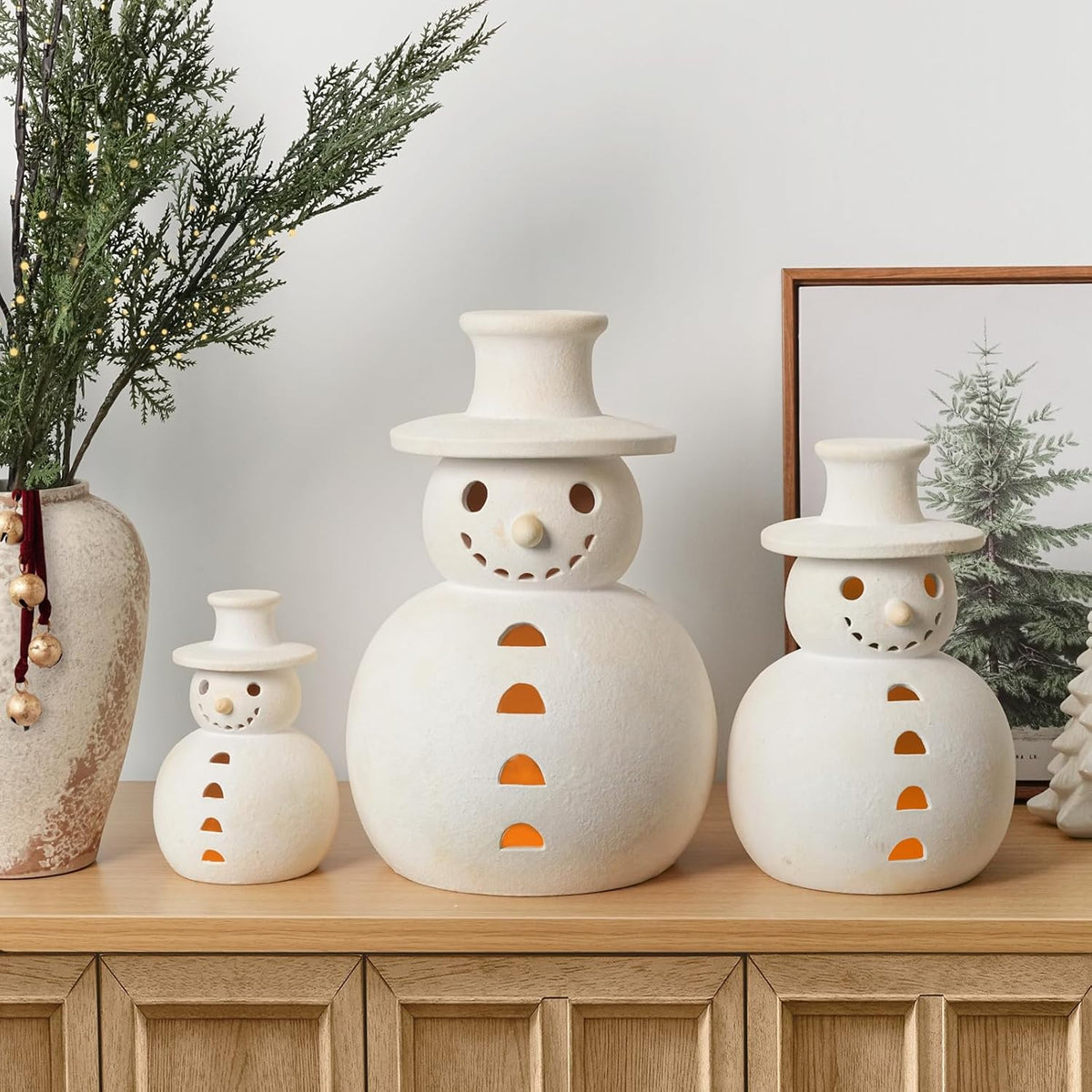 ⛄ Handmade Terracotta Snowman Figurines