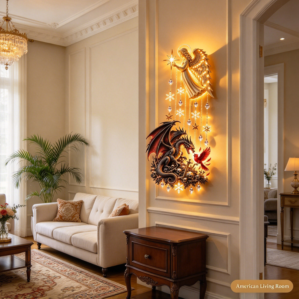 Angel Dragon Guardian Wall Lamp