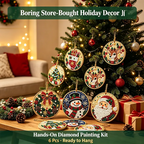 6Pcs/12Pcs Christmas DIY Diamond Painting Ornaments Kit, Xmas Tree Hanging Pendant🎄