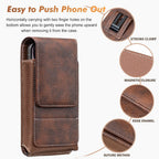 ⚡Big Discount | Waist Belt Cell Phone Pouch 📱 Multi-Pocket Leather Holster with Card Holder