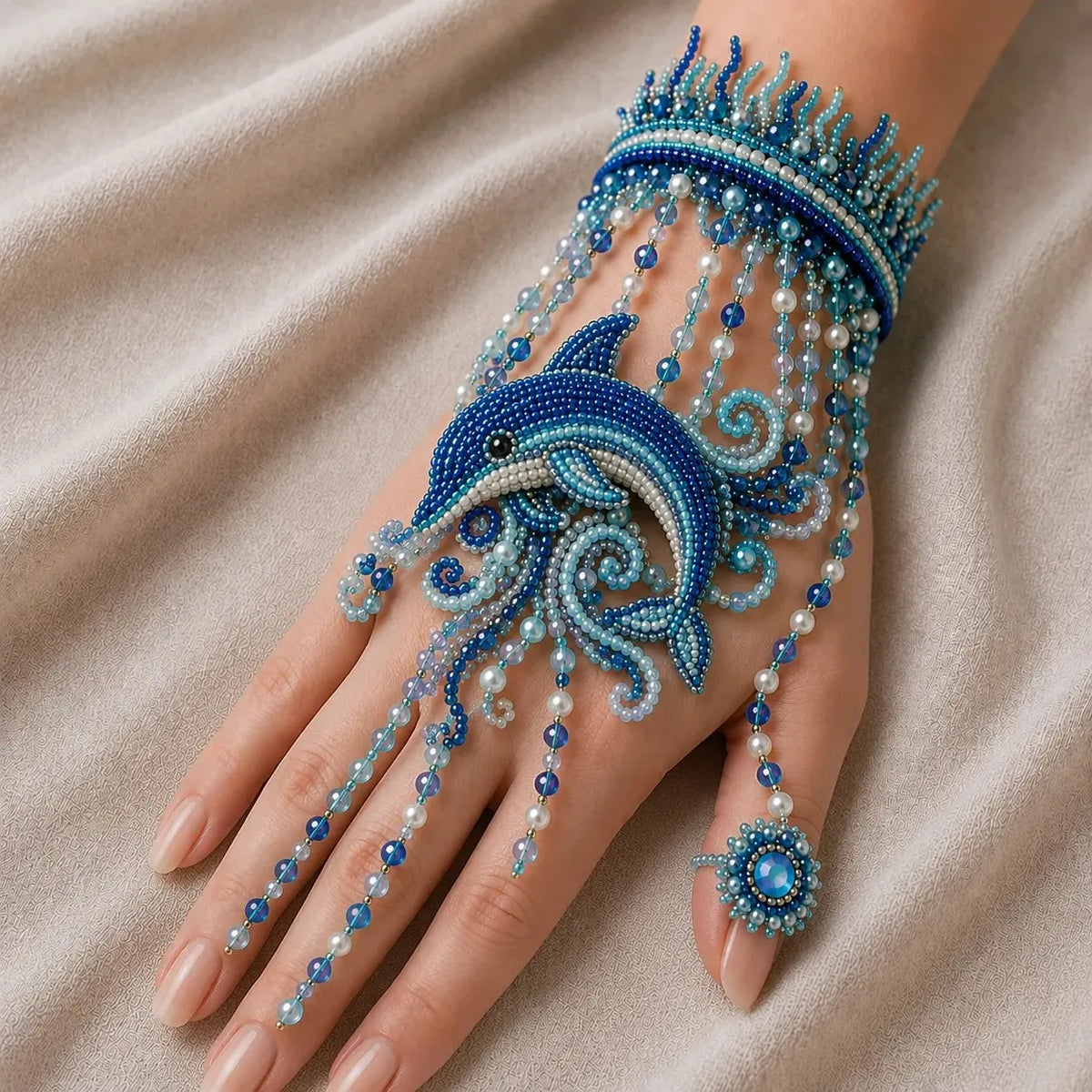 🌊 DIY Ocean Beaded Hand Bracelet Kit