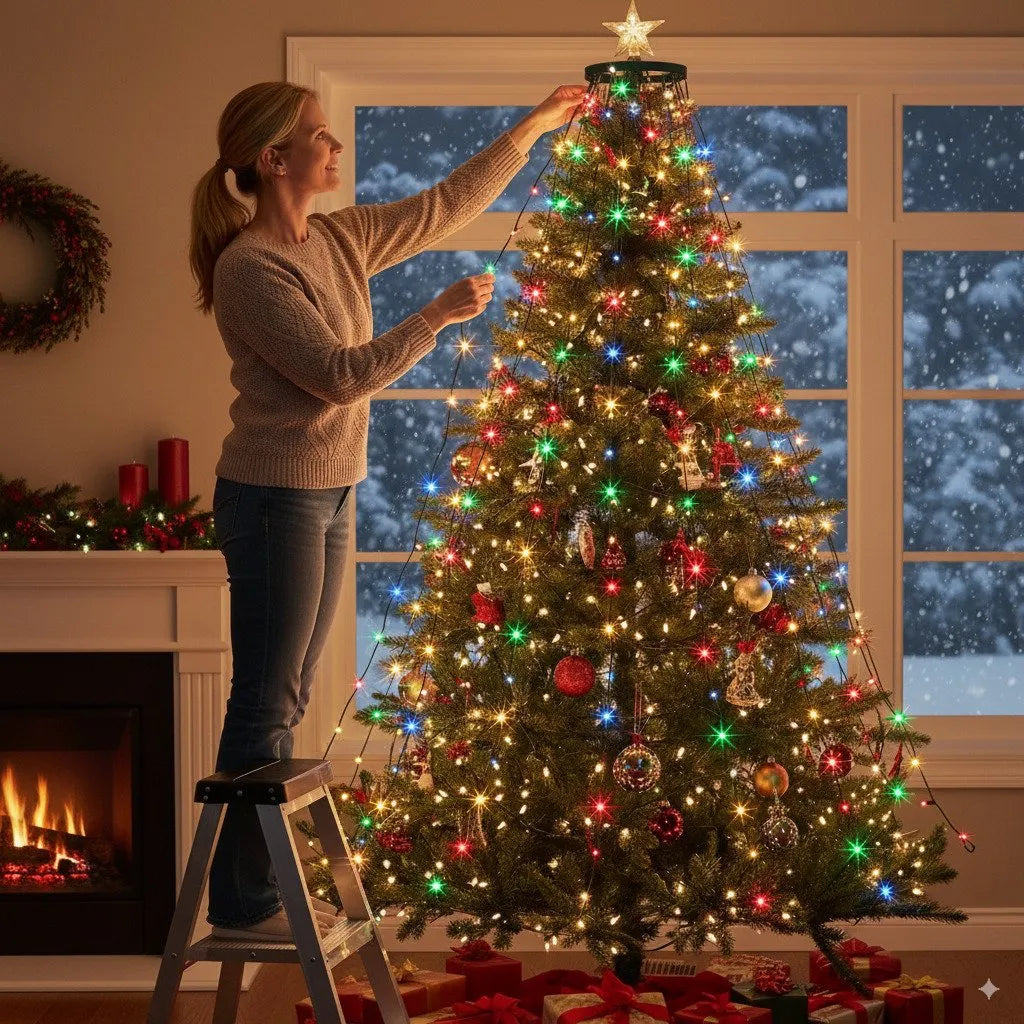 🔥Waterproof Christmas Tree Waterfall Lights with Ring