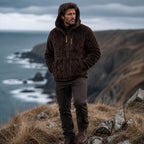 ⏳LAST DAY SALE ONLY ￡23.99!!🔥Men's Textured Sherpa Half-Zip Hooded Jacket