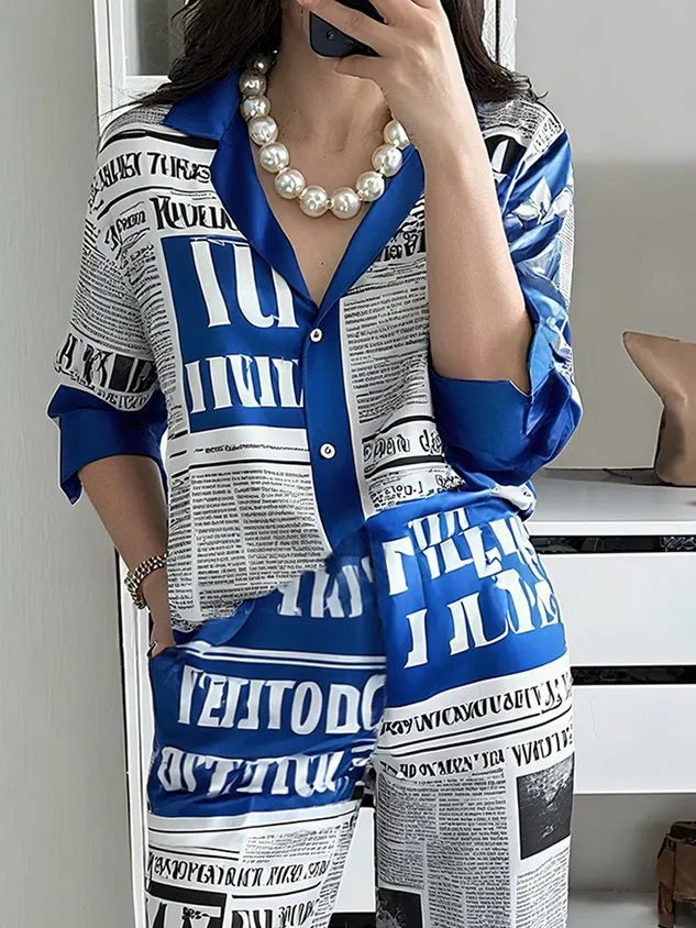 Casual Letter Pattern Printing Shirt Collar Raglan Sleeve Shirt