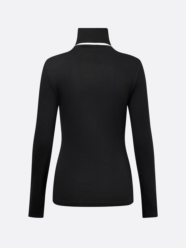 Casual Color-Block Turtleneck Tee