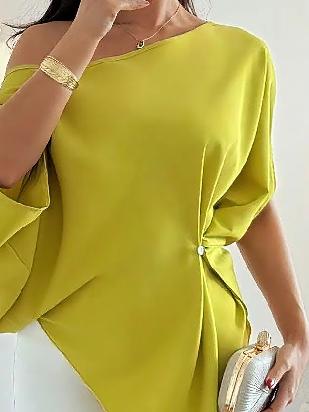 Urban Plain Buttoned Blouse
