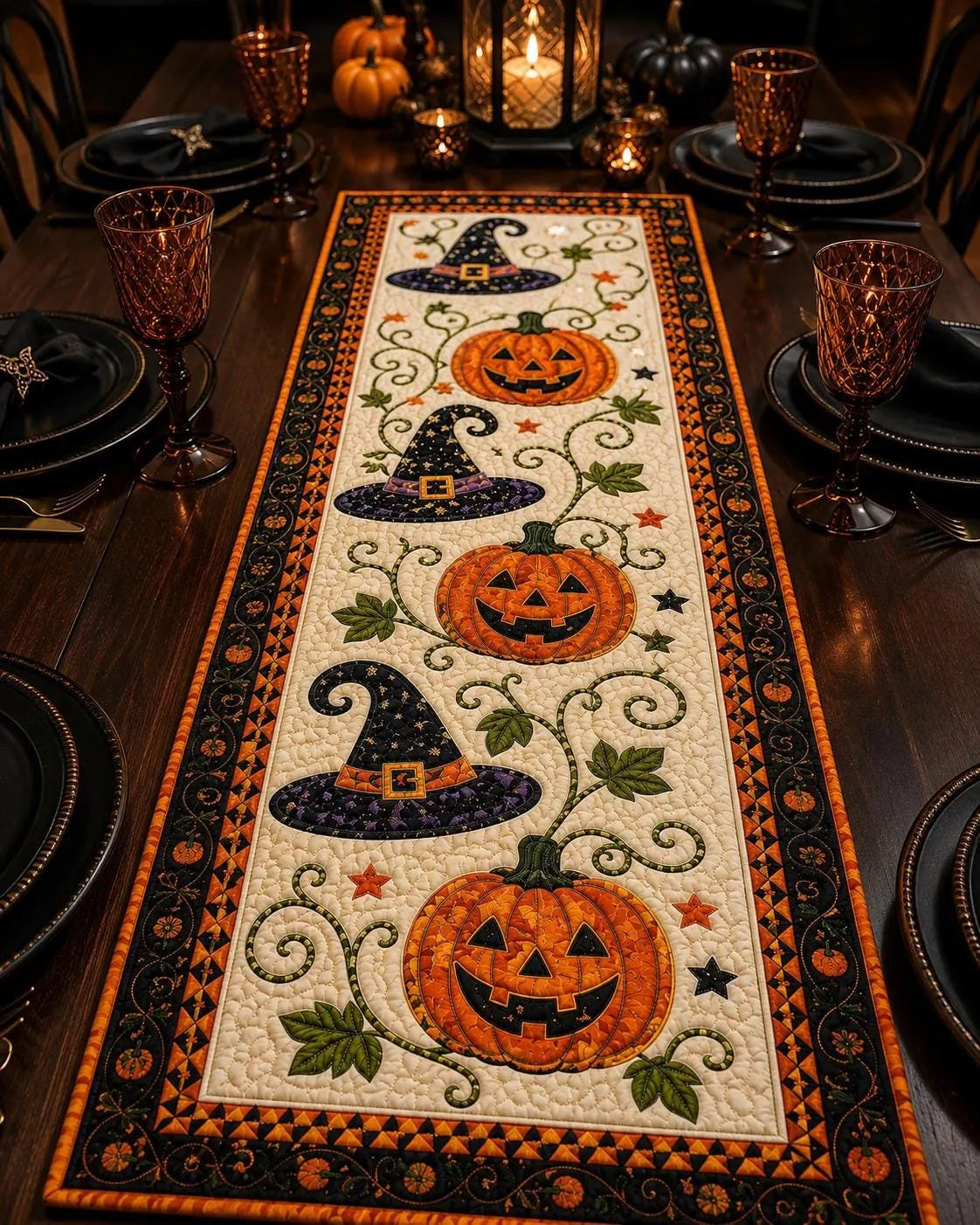 Autumn Spell Quilted Table Runner – Instant Cozy Fall & Halloween Vibe