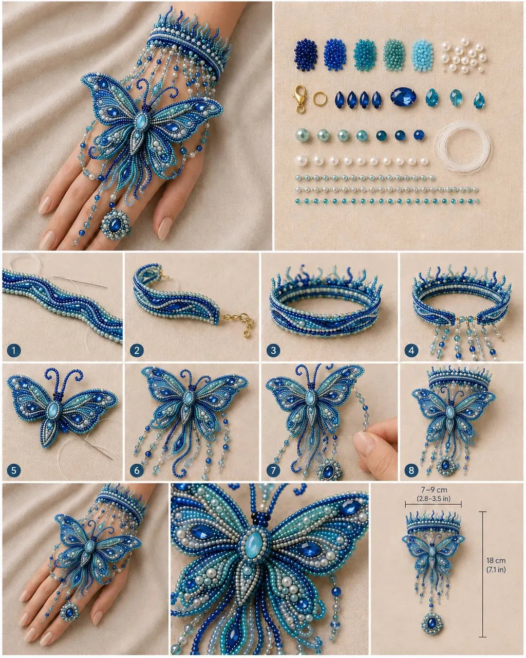 🌊 DIY Ocean Beaded Hand Bracelet Kit