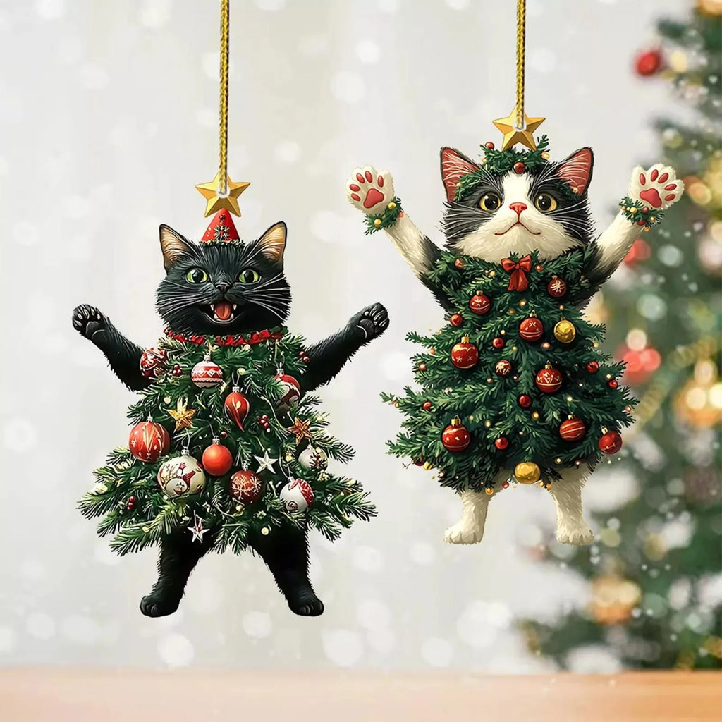 🎄Funny Black and White Cats Christmas Ornament