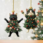 🎄Funny Black and White Cats Christmas Ornament