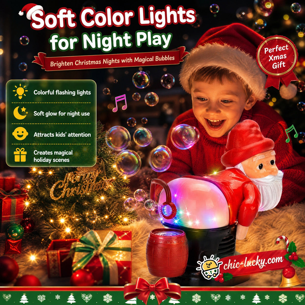 ⏳LAST DAY SALE ONLY ￡11.99!!🎅🎁 50% OFF! Santa Bubble Maker – one-click automatic bubbles with music & lights. Safe rounded edges, perfect Christmas gift for grandkids! 🫧✨