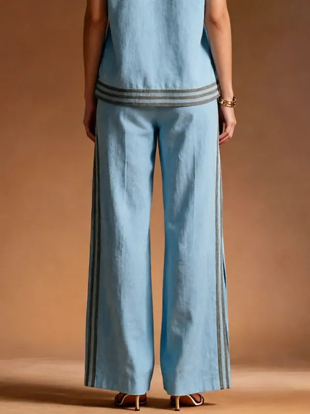 Casual Color Block Straight Pants
