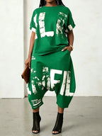 Casual Text Letters Harem Pants