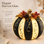 Lighted Black & Ivory Pumpkin Decor with Remote