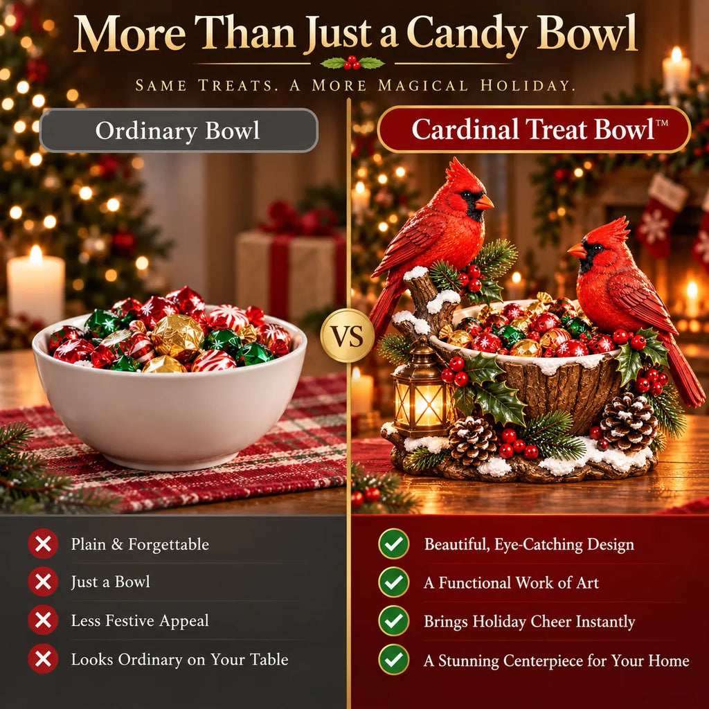 Cardinal Christmas Treat Bowl – Lighted Holiday Candy Bowl & Tabletop Decor