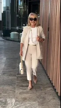 Two-Piece Suit Blazer Coat Pants Gorgeous Neutral Styles Suit
