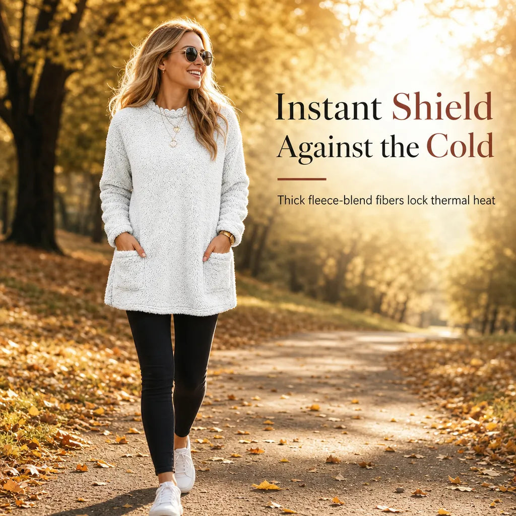 ⏳LAST DAY SALE ONLY ￡15.99!!🔥☁️ Cozy Warmth, Easy Everyday Style | Women's Brushed-Lined Pocket Top