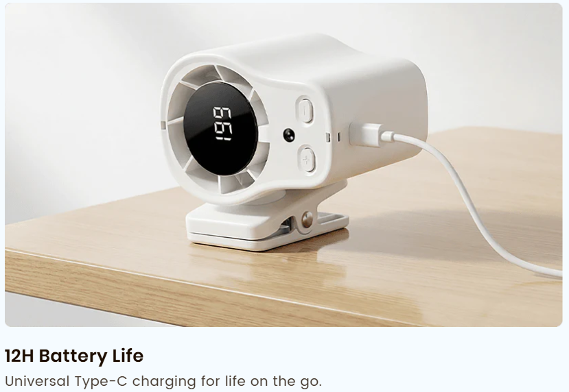🌬️ Turbo Portable Fan with LED Display – Rechargeable Cooling Fan