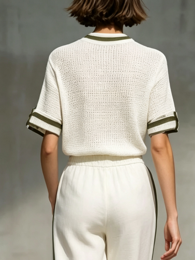 Casual Plain Split Joint  Knit Top