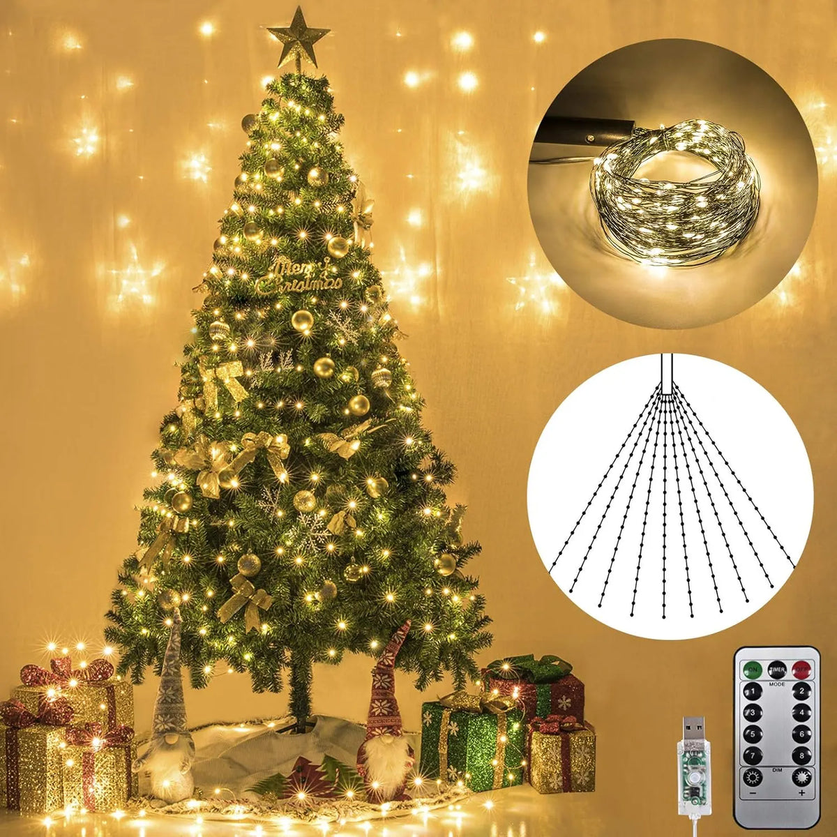 🌲8 Modes 100-600 Christmas LED Firefly Twinkle String Lights