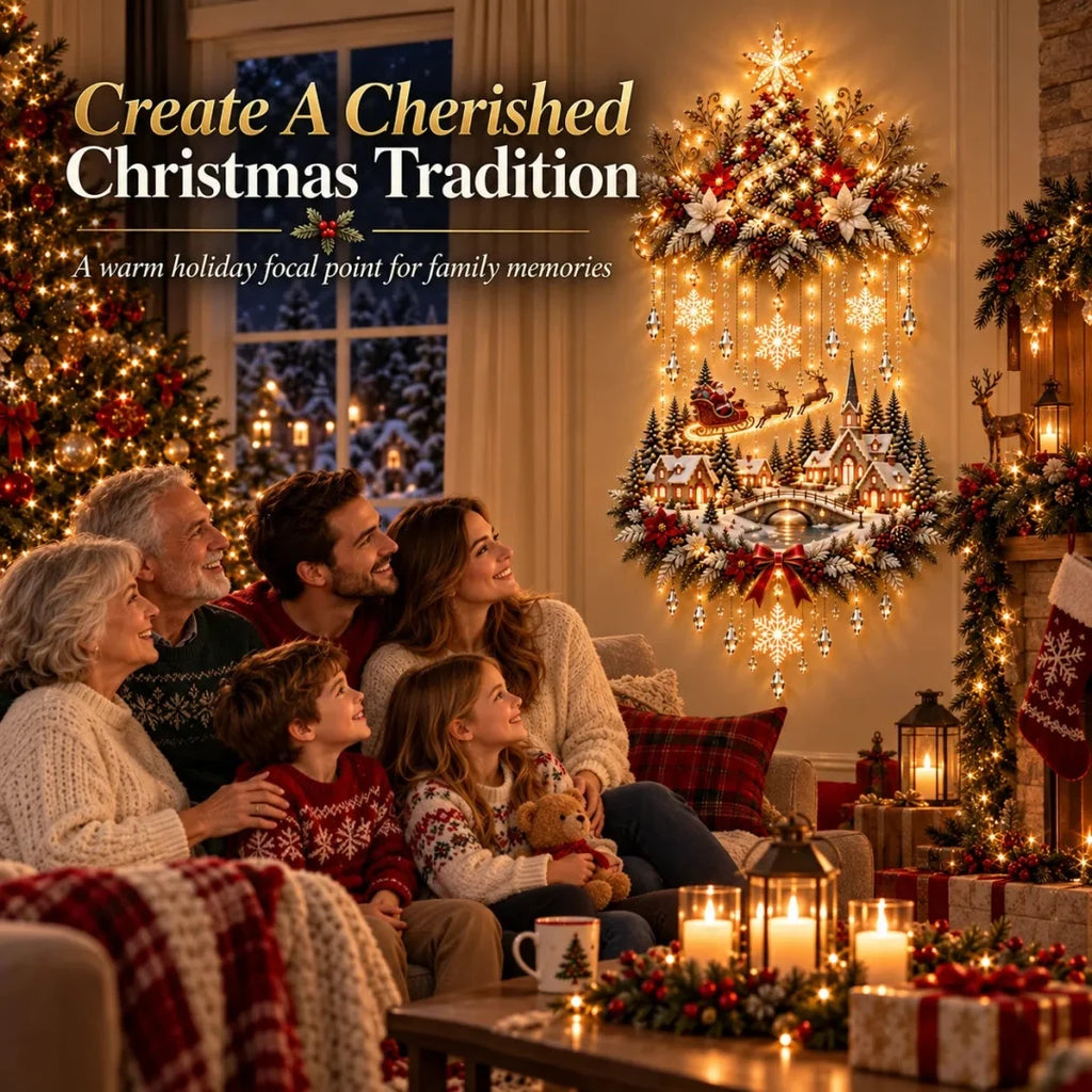 🌟 Enchanted Village Tree – Lighted Christmas Wall Hanging | Glowing Holiday Decor 🌟