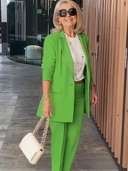 Two-Piece Suit Blazer Coat Pants Gorgeous Neutral Styles Suit