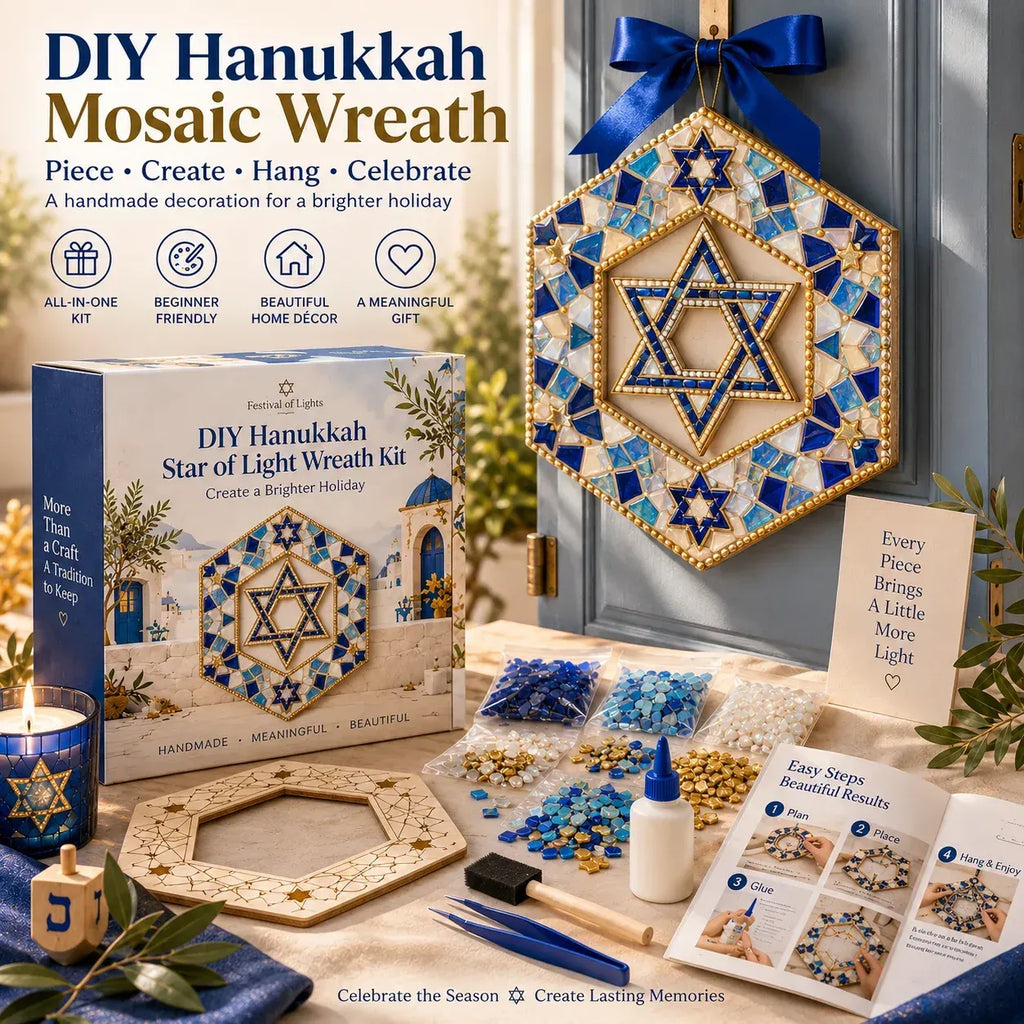 🕎 Beginner-Friendly Hanukkah Mosaic Wreath DIY Kit