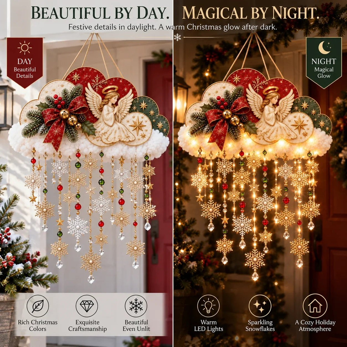 Angelic Christmas Snowfall Cloud – Lighted Hanging Holiday Decor☁️