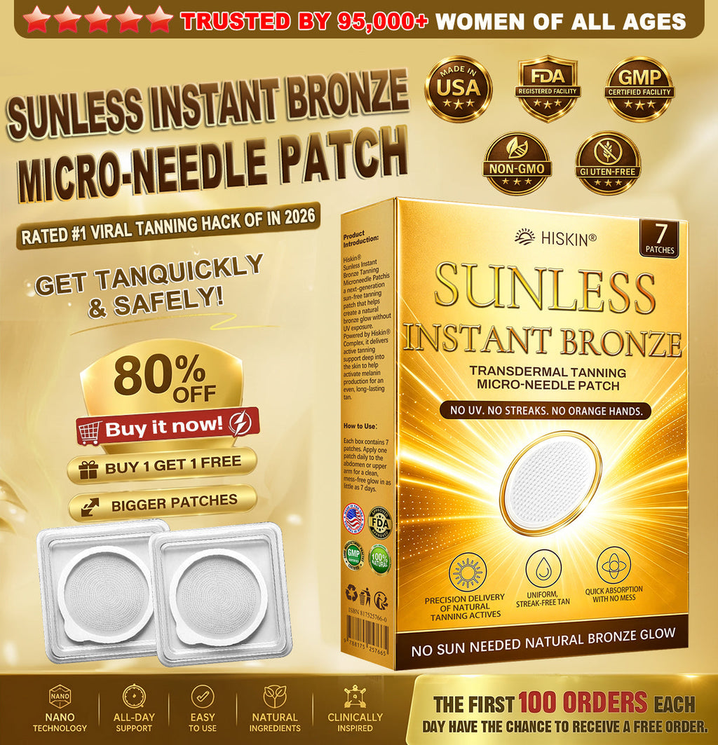 Official Store | Hiskin® Sunless Instant Bronze Tanning Microneedle Patch US (Just once a day) Visible Bronze Glow in 7 Days No UV, No Orange, No Streaks, No DHA, No Mess.