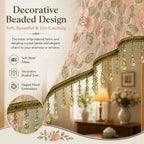 Embroidered Lace Doorway Curtain – Romantic Floral Beaded Sheer Panels