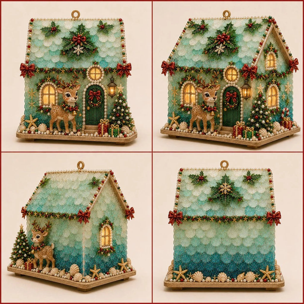 🏡 Beginner-Friendly DIY Glowing Coastal Glass-Style Christmas Cottage Kit Collection